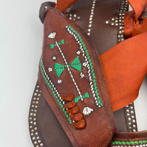 SandCruisers Women's Traditional Arabian Sandals Leather Beaded Size 11 Wide - Picture 4 of 10